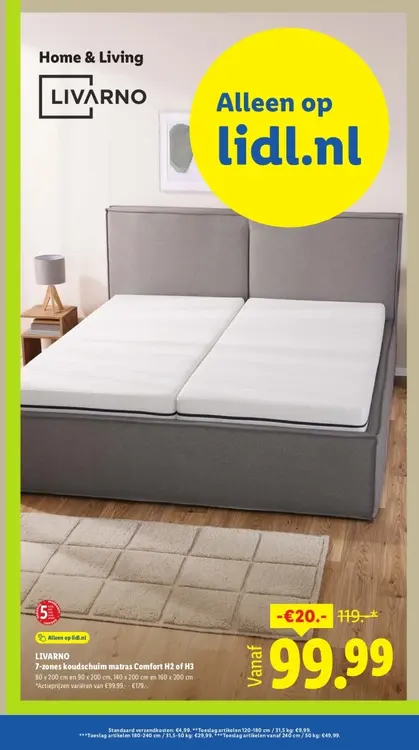 Aanbieding: 7-zones koudschuim matras Comfort H2 of H3