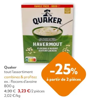 Offre: Quaker tout l'assortiment