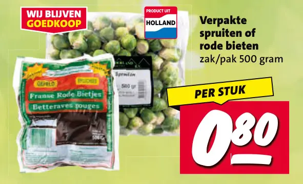 Aanbieding: Verpakte spruiten of rode bieten