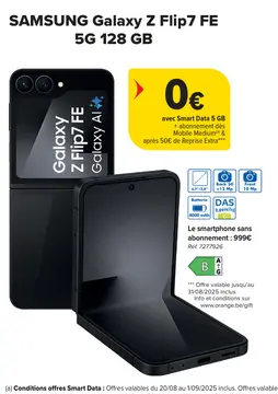 Offre: SAMSUNG Galaxy Z Flip7 FE 5G 128 GB