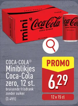 Aanbieding: Miniblikjes Coca-Cola zero