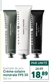 Offre: Crème solaire minérale FPS 30