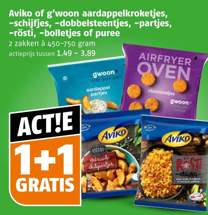 Aanbieding: Aardappelkroketjes, -schijfjes, -dobbelsteent