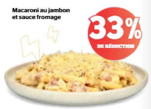 Offre: Macaroni au jambon et sauce fromage