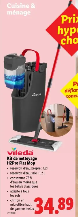 Offre: Système de nettoyage H2Pro Flat Mop