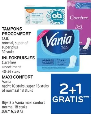 Promotie: Tampons ProComfort of inlegkruisjes assortiment of maxi confort