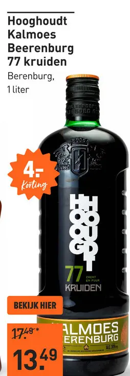Aanbieding: Hooghoudt Kalmoes Beerenburg 77 kruiden 100CL