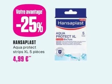 Offre: Hansaplast Aqua Protect Mains Strips XL 5 Pièces