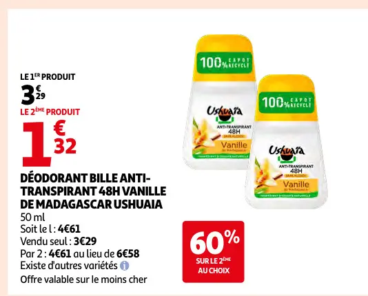 Promotie: Déodorant bille anti-transpirant 48h vanille de madagascar