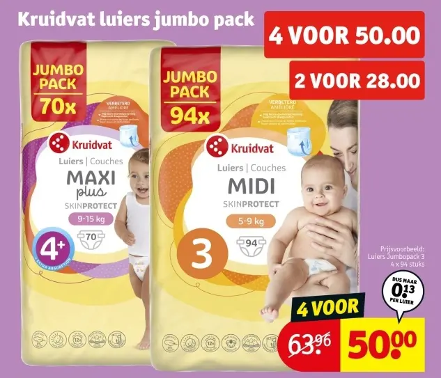 Aanbieding: Kruidvat luiers jumbo pack