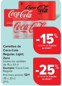 Offre: Canettes de Coca-Cola Regular, Light, Zero
