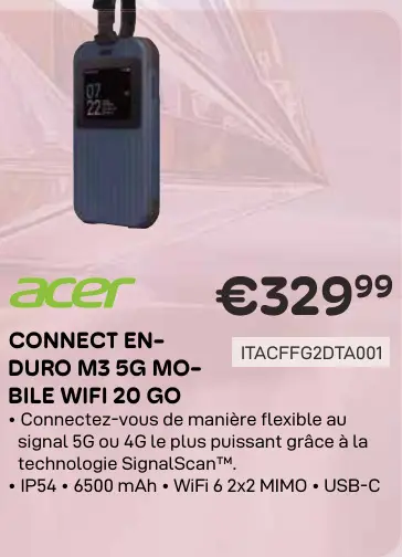 Offre: Connect enduro m3 5g mobile wifi 20 go
