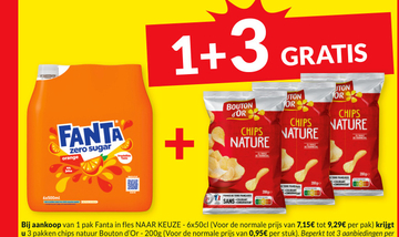 Aanbieding: Fanta in fles NAAR KEUZE + chips natuur Bouto