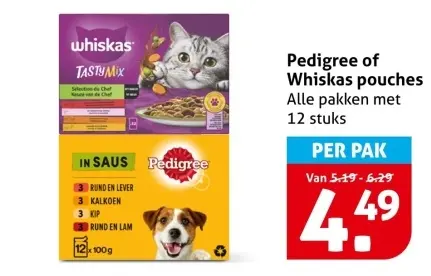 Aanbieding: Whiskas Tasty Mix / Pedigree In Saus