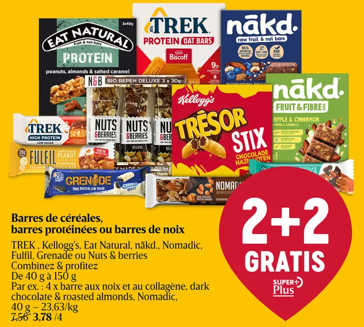 Offre: Barres de céréales, barres protéinées ou barres de noix
