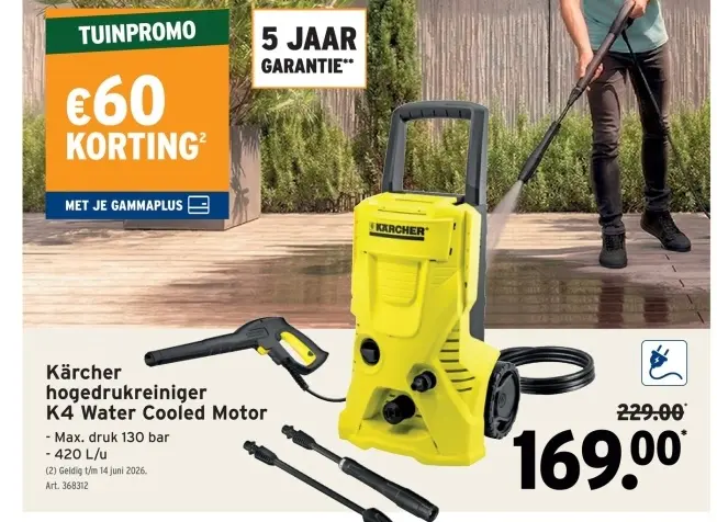 Promotie: Kärcher hogedrukreiniger K4 Water Cooled Moto