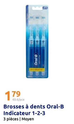 Offre: Brosses à dents Oral-B Indicateur 1-2-3