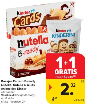 Aanbieding: Koekjes Ferrero B-ready Nutella, Nutella biscuits en koekjes Kinder