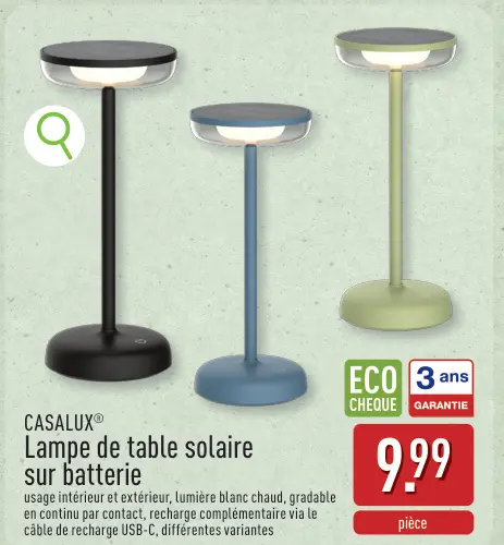 Offre: Lampe de table solaire sur batterie