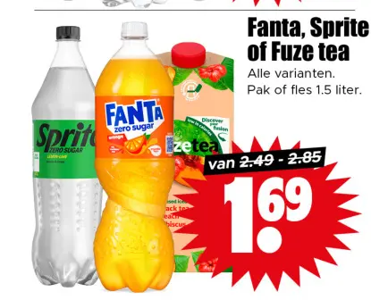 Aanbieding: Fanta, Sprite of Fuze tea