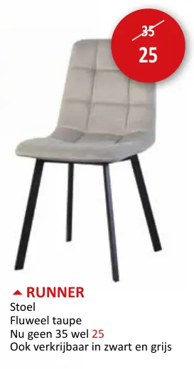 Aanbieding: Runner Stoel Fluweel taupe