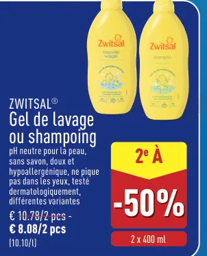 Offre: Gel de lavage ou shampoing