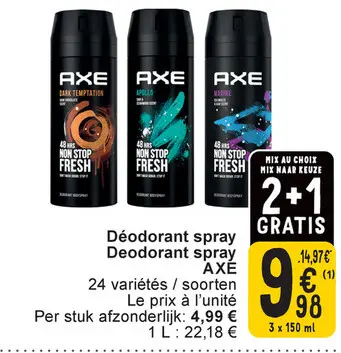 Offre: Déodorant spray