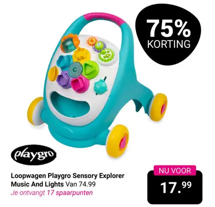 Aanbieding: Loopwagen Playgro Sensory Explorer Music And Light