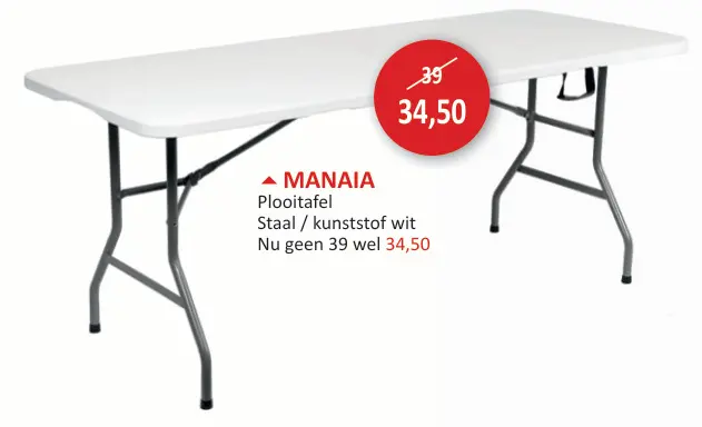 Promotie: MANAIA Plooitafel