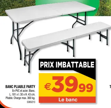 Aanbieding: Banc pliable party