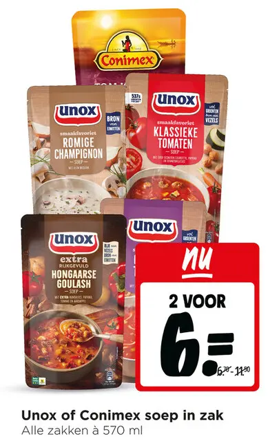 Aanbieding: Unox of Conimex soep in zak