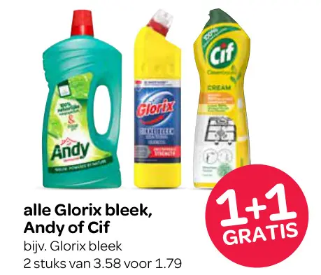 Aanbieding: Glorix bleek, Andy of Cif