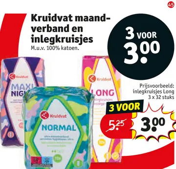 Aanbieding: Kruidvat maandverband en inlegkruisjes