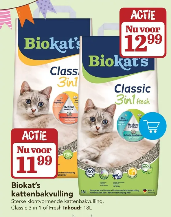 Aanbieding: Biokat's kattenbakvulling Classic 3 in 1 of F