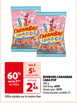 Aanbieding: BONBONS CARAMBAR CARA POP