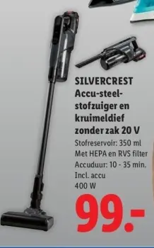 Aanbieding: Accu-steel-stofzuiger en kruimeldief