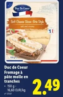 Offre: Fromage à pâte molle en tranches