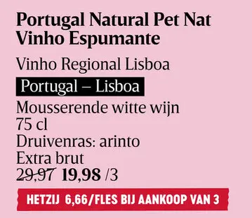 Aanbieding: Portugal Natural Pet Nat Vinho Espumante