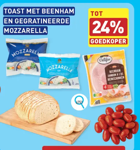 Promotie: Toast met Beenham en Gegratineerde Mozzarella