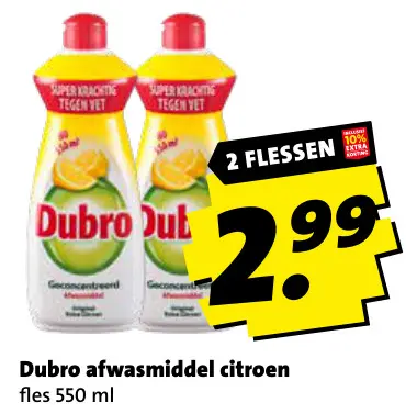 Aanbieding: Dubro afwasmiddel citroen