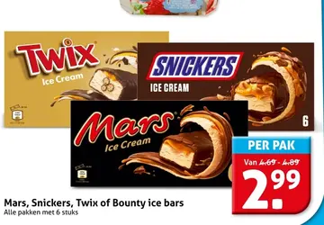 Aanbieding: Mars, Snickers, Twix of Bounty ice bars