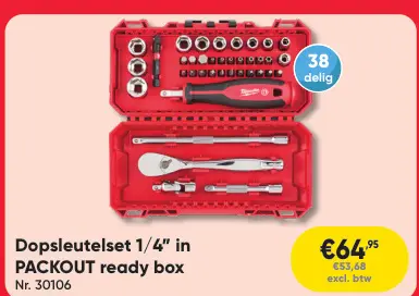 Promotie: Dopsleutelset 1/4" in PACKOUT ready box