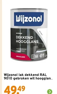 Aanbieding: Wijzonol lak dekkend RAL 9010 gebroken wit