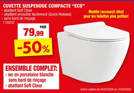 Offre: Aloni Eco Rimless WC suspendu blanc brillant