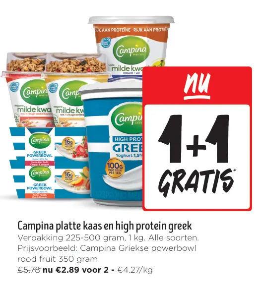 Aanbieding: platte kaas en high protein greek