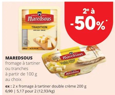 Offre: Maredsous fromage à tartiner ou tranches