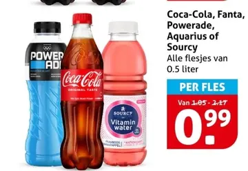 Aanbieding: Coca-Cola, Fanta, Powerade, Aquarius of Sourcy