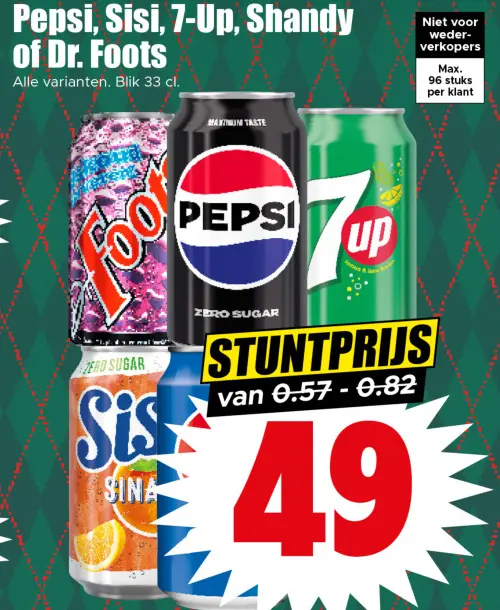 Aanbieding: Pepsi, Sisi, 7-Up, Shandy of Dr. Foots