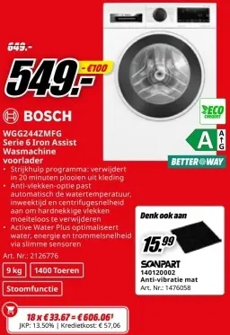 Promotie: WGG244ZMFG Serie 6 Iron Assist Wasmachine voorlader