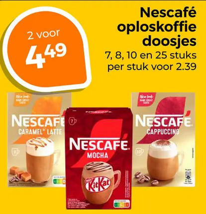 Aanbieding: Nescafé oploskoffie doosjes